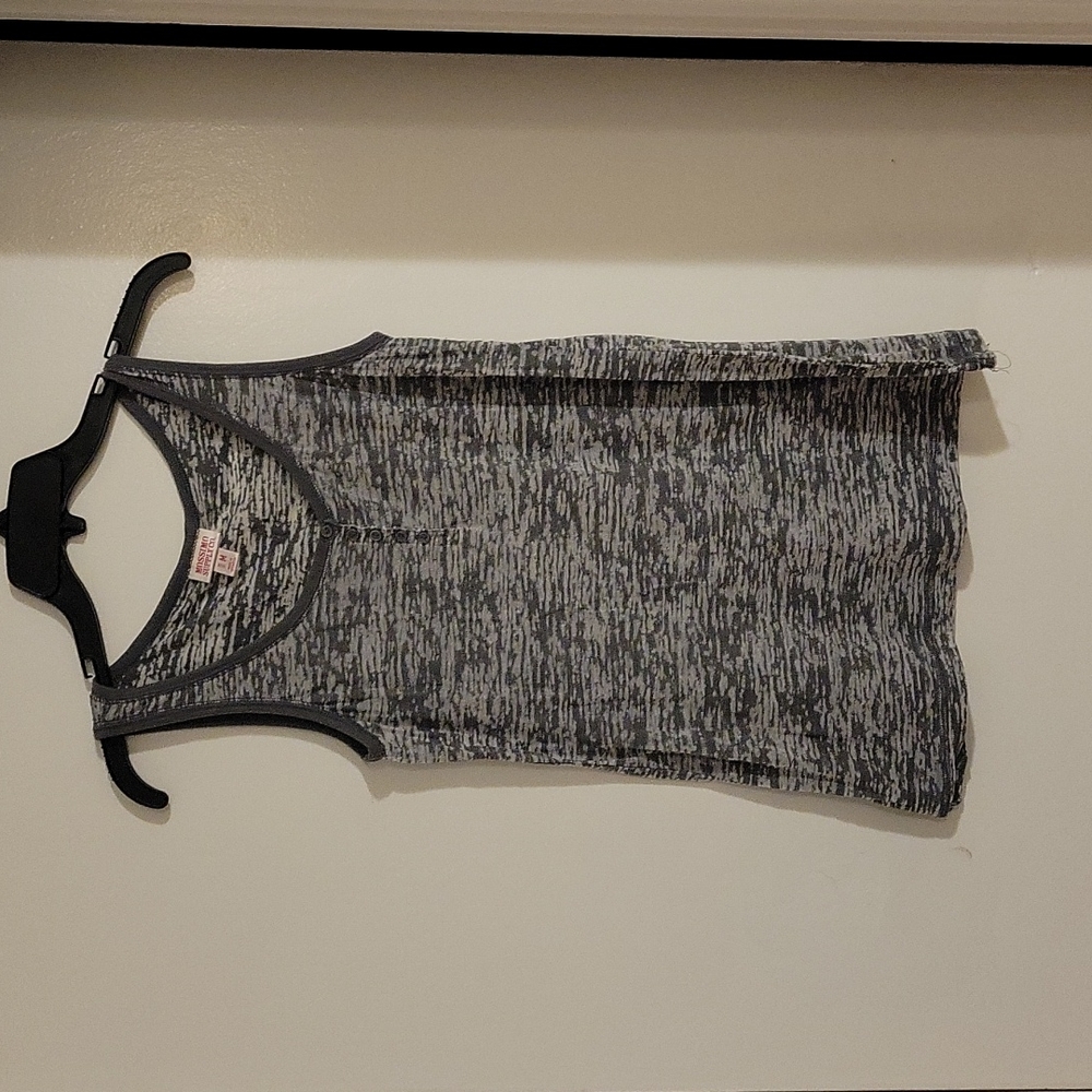 WOMENS MOSSIMO GRAY HENLEY BURNOUT TANK TOP SIZE MEDIUM